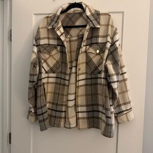 Workshop Republic Plaid Button-Up Shirt Jacket